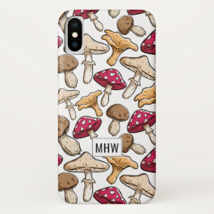 Paddenstoelpatroon op maat gemaakte monogram telef iPhone x hoesje