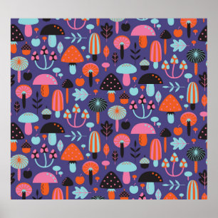 Paddenstoelvariëteit: illustratie poster