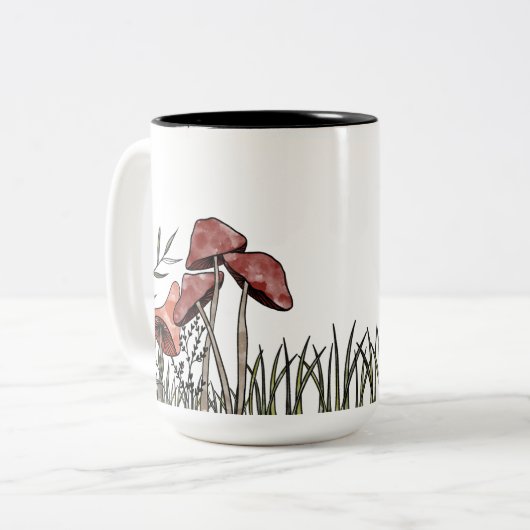 paddenstoelveld tweekleurige koffiemok (Voorkant links)