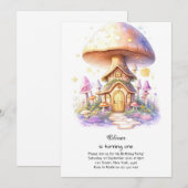 Paddestoel 1e verjaardag uitnodiging (Voorkant / Achterkant)