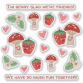 Paddestoel Aardbei Valentijn Sticker Blad (Voorkant)