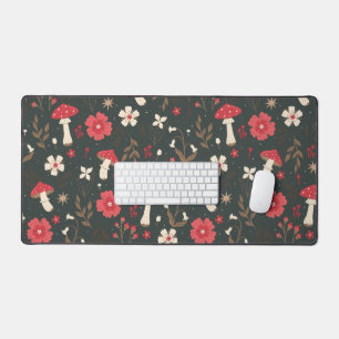 Paddestoel bloemen donkere botanische cottage bureaumat