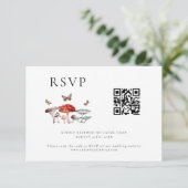Paddestoel bruiloft QR-code RSVP-kaart RSVP Kaartje (Staand voorkant)