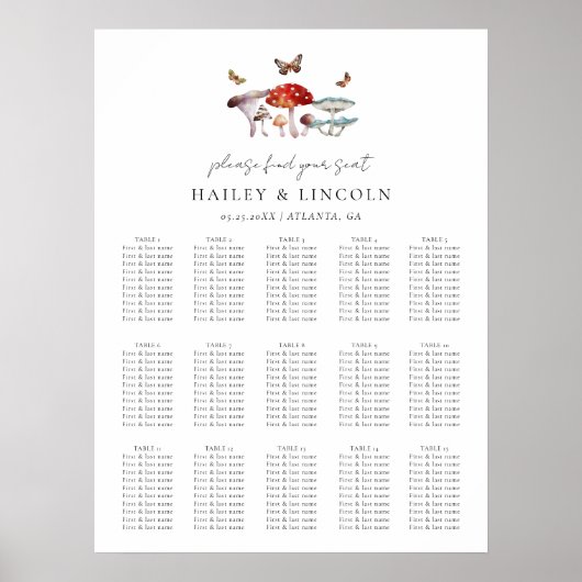 Paddestoel bruiloft zitgrafiek poster (Voorkant)