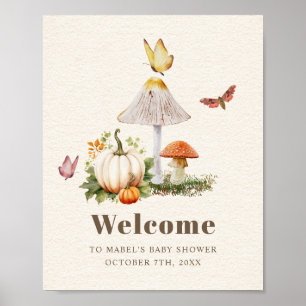 Paddestoel Butterfly Woodland pompoen Baby shower Poster