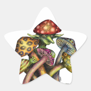 Paddestoel Elf Ster Sticker