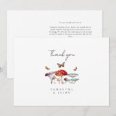 Paddestoel en mot bruiloft bedankkaart (Voorkant / Achterkant)