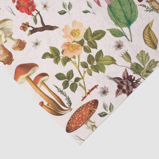 Paddestoel en Wildflower Pattern Tissuepapier (Detail)