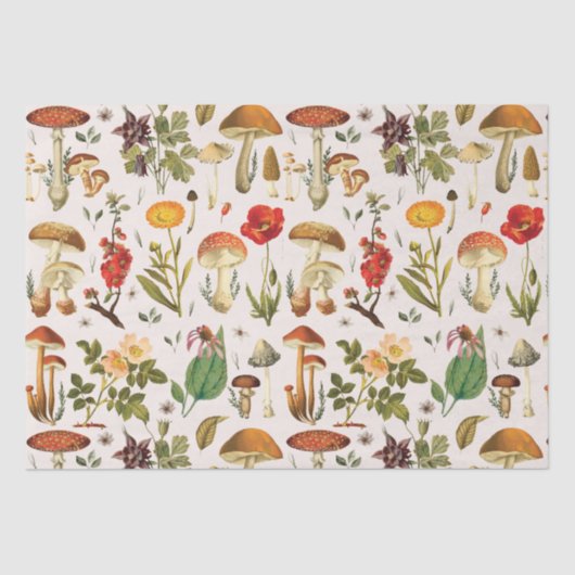  Paddestoel en Wildflower Pattern Tissuepapier (Voorkant)