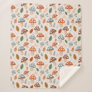 Paddestoel, Herfst gebladerte, Natuur Patten Sherpa Deken