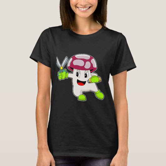 Paddestoel kapper schaar t-shirt (Voorkant)