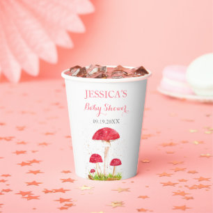 Paddestoel Mushroom Waterverf Leuk Baby shower Papieren Bekers