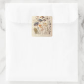  Paddestoel Naturalist Vierkante Sticker (Tas)