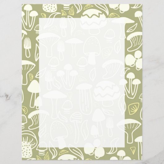 Paddestoel Olijf Groen briefpapier (Voorkant)