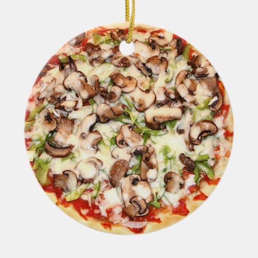 Paddestoel Pizza Grappig Gag Eten Kerstmis Keramisch Ornament (Voorkant)