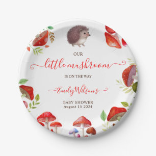 Paddestoel Rode Waterverf Bos Rustiek Baby shower Papieren Bordje