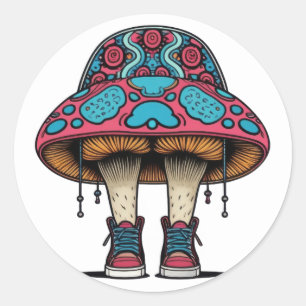 paddestoel sneaker karakter ronde sticker