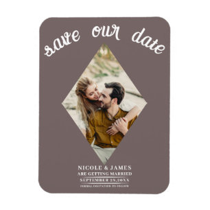 Paddestoel Taupe Foto Bruiloft Save the Date Magneet