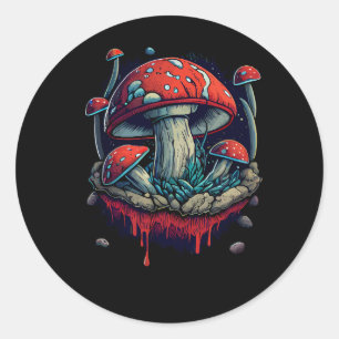 paddestoel_waanzin_design ronde sticker