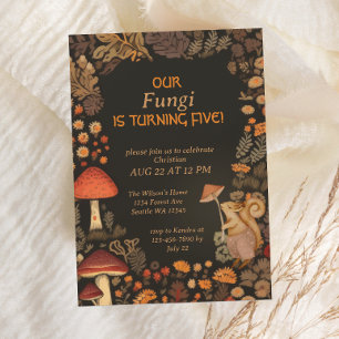 Paddestoel Woodland Animal Boys Vijfde Verjaardag Kaart