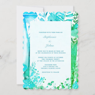 Paddestoel Woodland Blauw Groen Abstract Boho Brui Kaart
