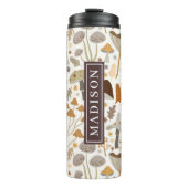 Paddestoelpatroon Aangepaste naam Sjabloon Thermosbeker (Voorkant)