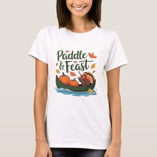 Paddle and Feast Funny Turkey Design T-shirt (Voorkant)