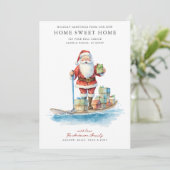 Paddle Board Père Noël Christmas Moving Faire-part (Debout devant)