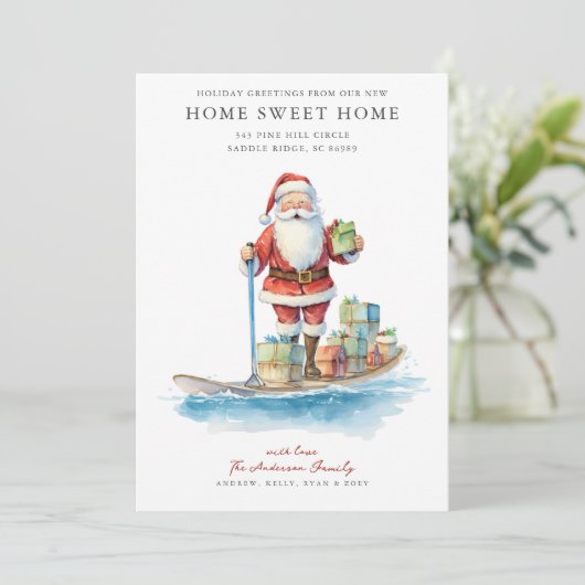 Paddle Board Père Noël Christmas Moving Faire-part (Debout devant)