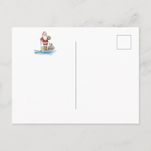 Paddle Board Père Noël Christmas Moving Faire-part (Dos)