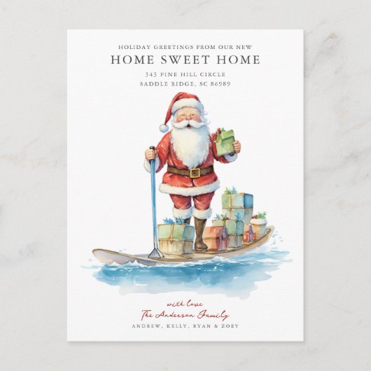 Paddle Board Père Noël Christmas Moving Faire-part (Devant)