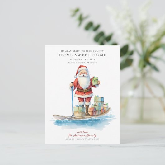 Paddle Board Père Noël Christmas Moving Faire-part (Debout devant)