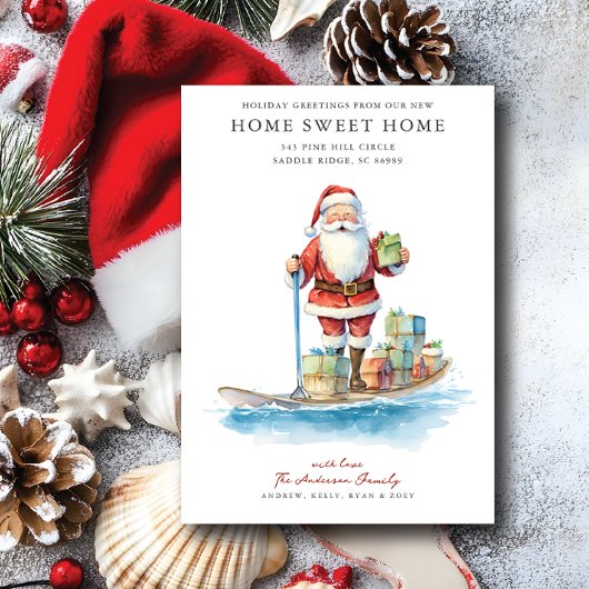 Paddle Board Santa Christmas Verhuisaankondiging Aankondiging