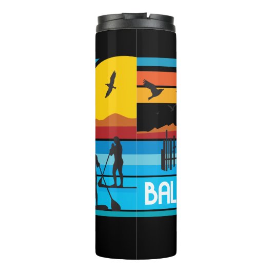 Paddle Board Sunset Thermosbeker (Achterkant)