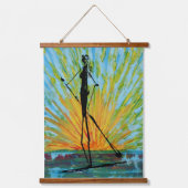Paddle Boarding Girl & Impressionistische versie Hangend Wandkleed (Voorkant 2)