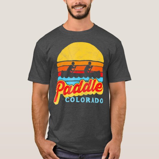  Paddle Colorado Canoeing Retro Sun T-shirt (Voorkant)
