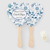 Paddle Fan-Blue Floral Hand Fan Handwaaier (Voorkant en achterkant)
