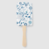 Paddle Fan-Blue Floral Hand Fan Handwaaier (Achterkant)