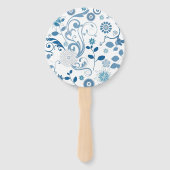 Paddle Fan-Blue Floral Handwaaier (Achterkant)