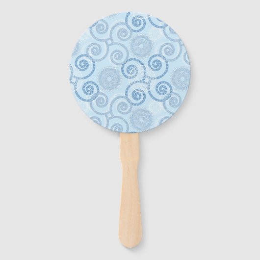 Paddle Fan-Blue Pearls Handwaaier (Voorkant)