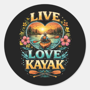 Paddle naar de Zonsondergang Ronde Sticker