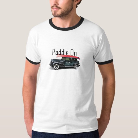 Paddle On Klassiek Autodesign - Heren Basic Ringer T-shirt (Voorkant)