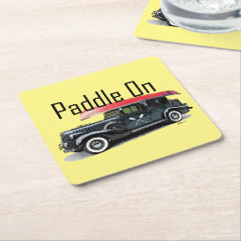 Paddle On Klassiek Autodesign - Vierkante Coaster Vierkante Kartonnen Onderzetter