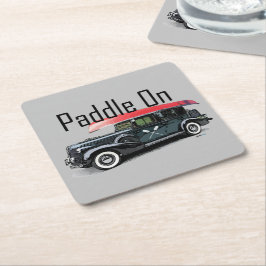 Paddle On Klassiek Autodesign - Vierkante Coaster Vierkante Kartonnen Onderzetter