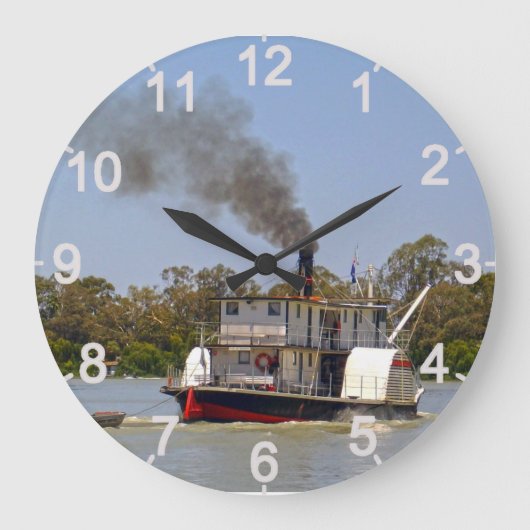 Paddle Steamer River Murray, Wall Clock Grote Klok (Voorkant)