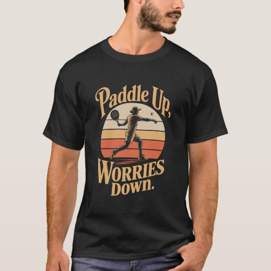 Paddle Up Worries Down Sunset Illustration T-shirt (Voorkant)