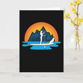 Paddleboarding Board Girl en Dog Kaart (Gele Bloem)