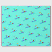Paddleboarding Girl n Dog Pattern Wrapping Paper Cadeaupapier (Vlak)