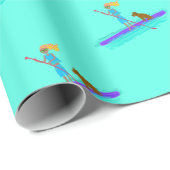 Paddleboarding Girl n Dog Pattern Wrapping Paper Cadeaupapier (Rol Hoek)