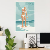 Paddleboarding Lake Washington Poster (Thuiskantoor)